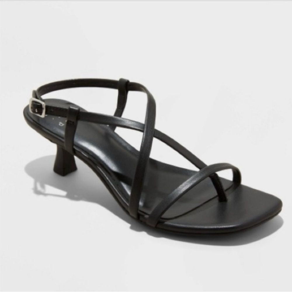 A New Day Black Strappy kitten-Heel Sandal
